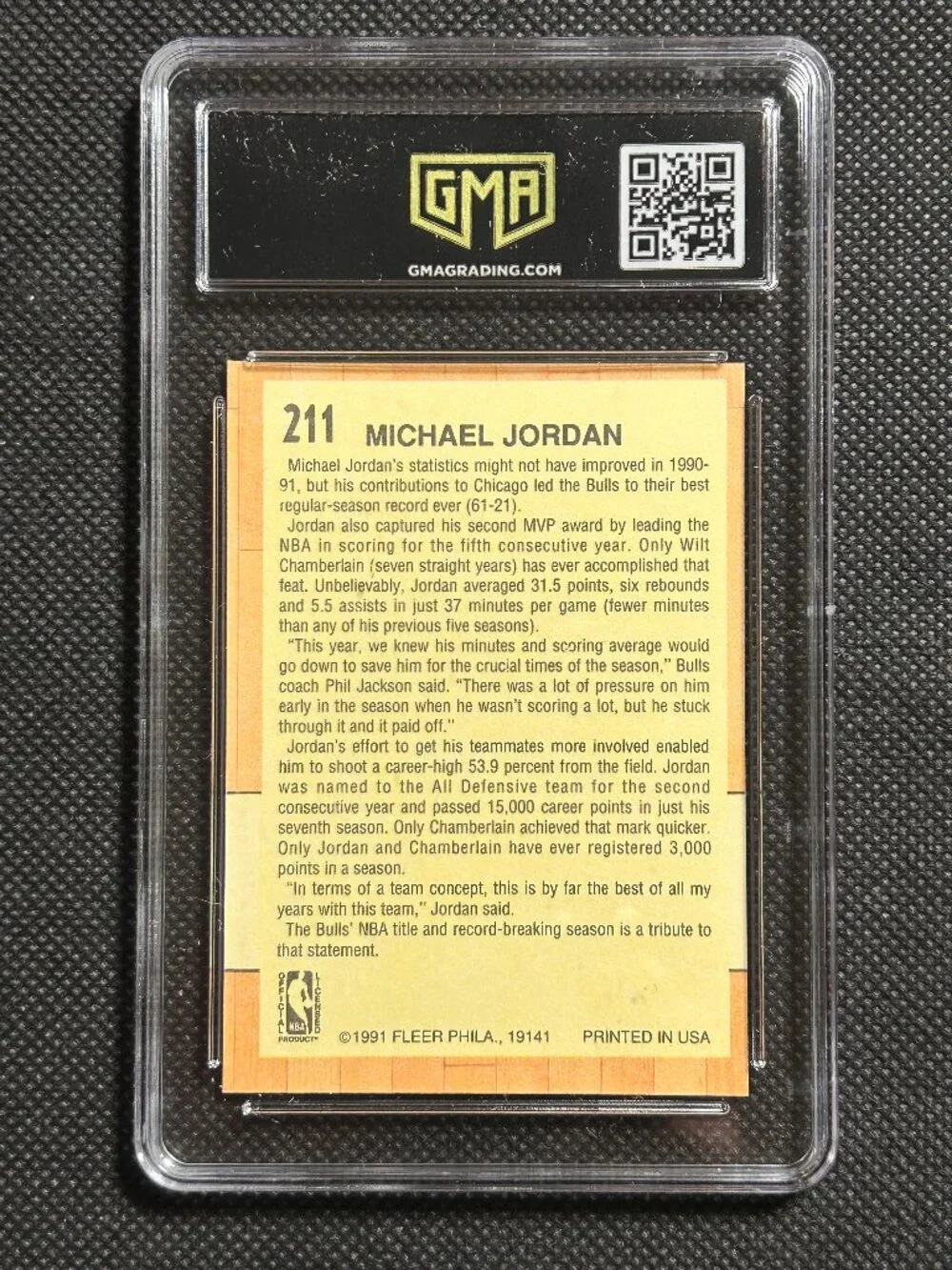Fleer 1991-92 All-Star Team Michael Jordan #211 Bulls GMA 8.5 Graded